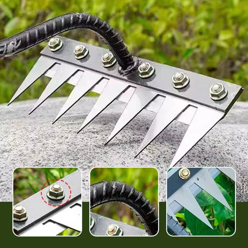 5/6/7/8-Teeth Manganese Steel Garden Hoe Rake for Weeding & Soil Loosening