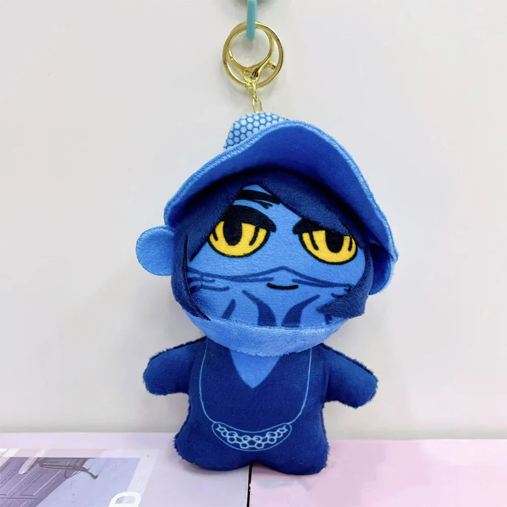 Anime K-Pop Demon Hunter Plush Keychain, Purple Tiger Monster with Black Hat and 3 Eyes Cute Plush Charm Gift