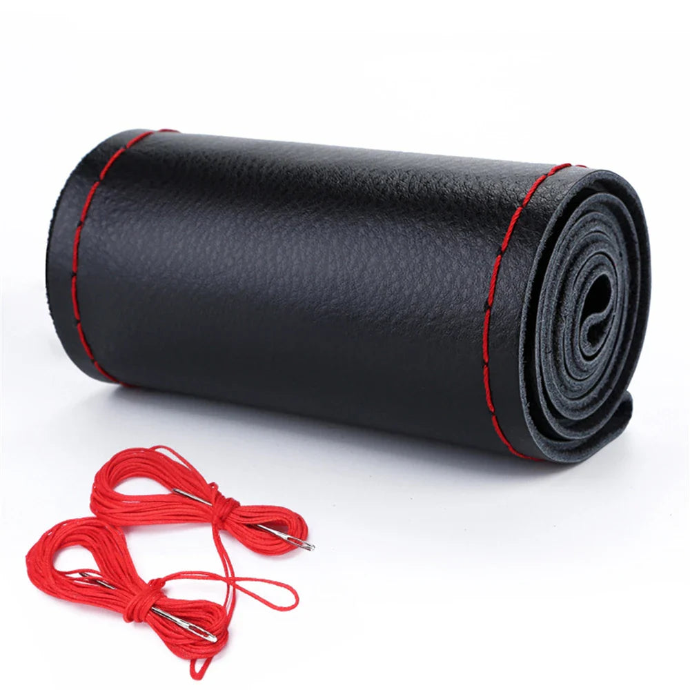 Universal Braided Microfiber Leather Steering Wheel Cover 15 in (38 cm) Wear-Resistant Grip