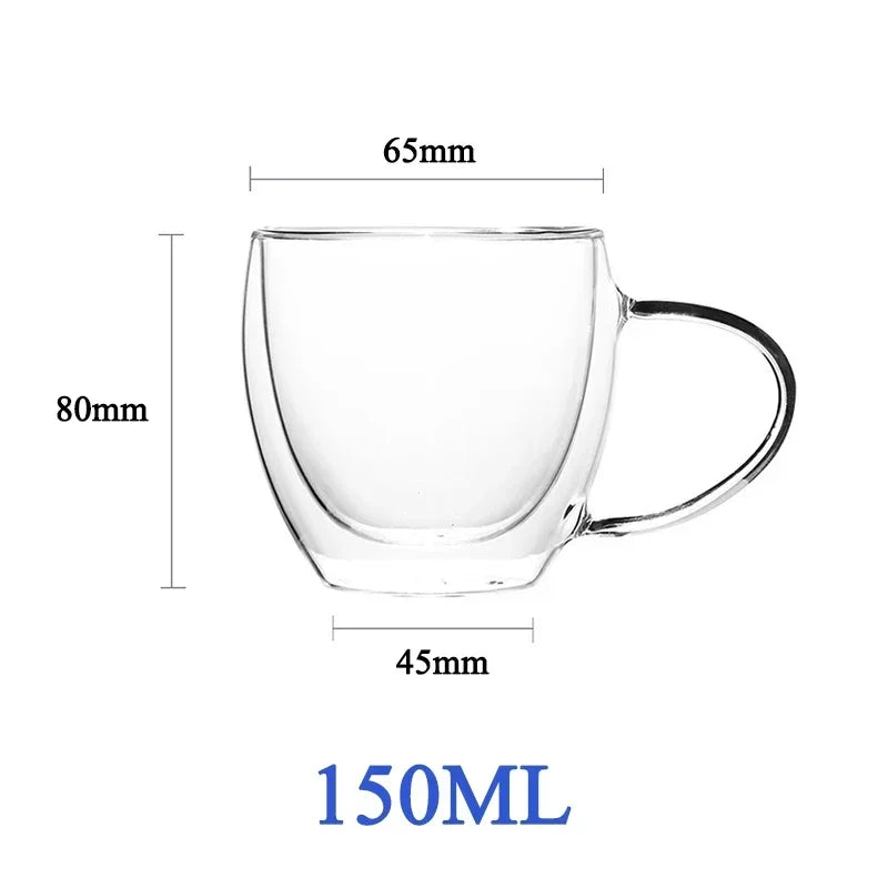 Double-Wall Borosilicate Glass Cups (80-450 ml) Heat-Resistant Insulated Tea, Coffee & Beer Glasses, Single to 6-Pack