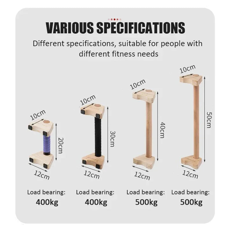 2-Pack Wooden Push-Up Stands — Non-Slip Beech Parallettes for Calisthenics & Home Fitness