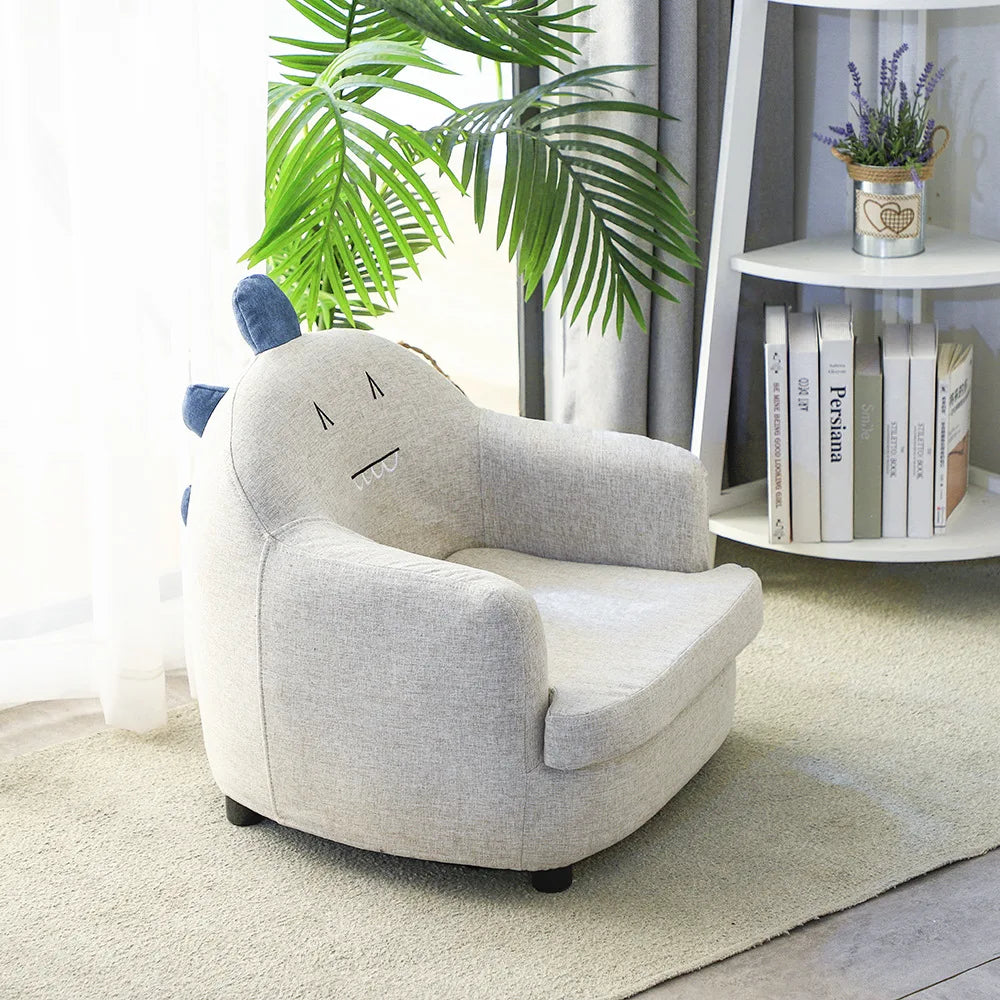 Kids Cartoon Sofa Chair — Children's Toddler Armchair & Learning Stool, Wooden Frame with High-Elastic Foam (22 x 21 x 19.7 in | 56 x 54 x 50 cm)