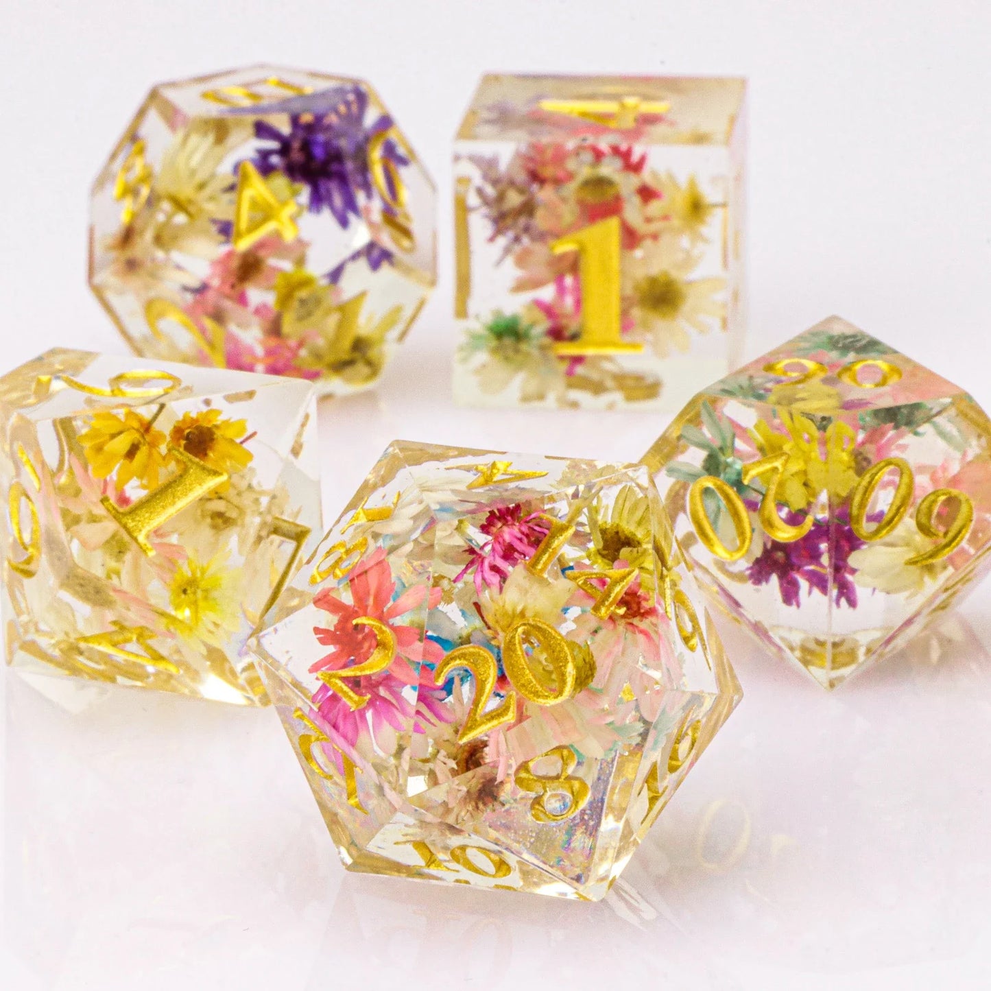 Handmade Resin 7-Piece D20 Polyhedral Dice Set for Dungeons & Dragons & Tabletop RPGs