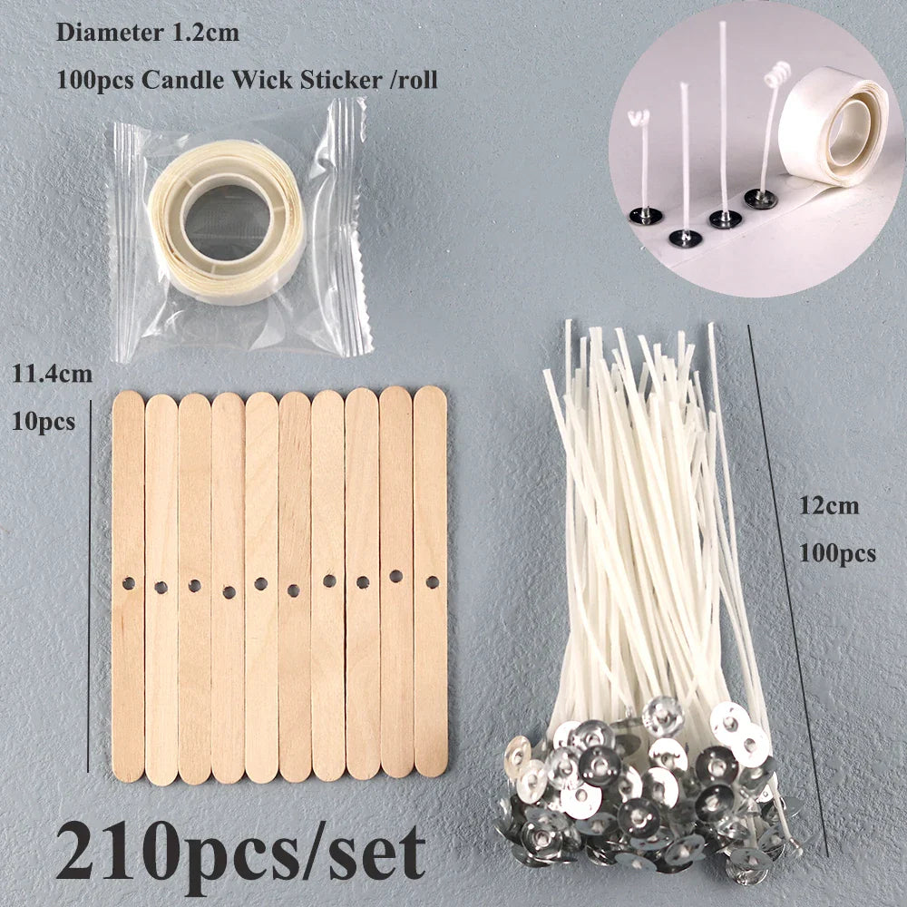 Pre-Waxed Cotton-Core Candle Wicks with Metal Sustainer Tabs, 100-Pack, 1.0–7.9 in (2.6–20 cm) for DIY Candle Making