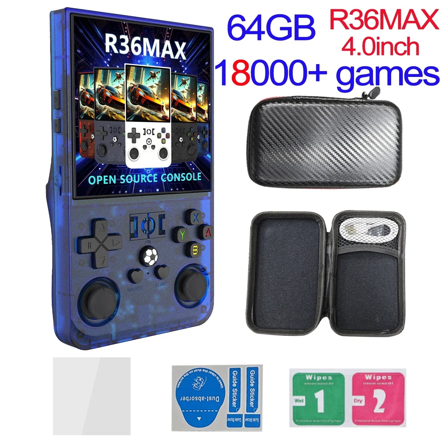 Handheld Retro Game Console 4.0-inch (10.2 cm) IPS 720x720, 64GB/128GB, 22,000 Preloaded Games, Linux, USB-C Charging