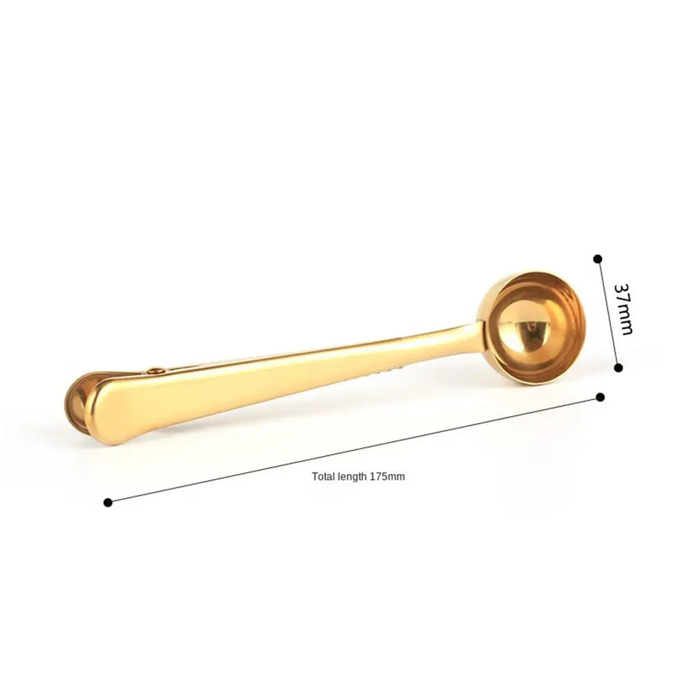 2-in-1 Stainless Steel Coffee Scoop with Sealing Clip - Measuring Spoon for Coffee, Tea & Powder