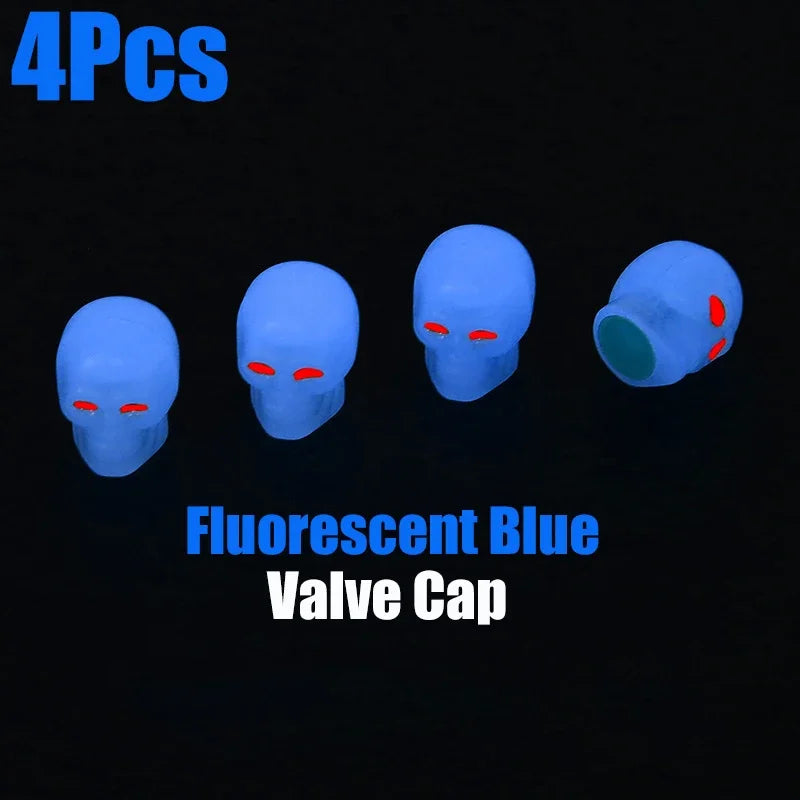 Skull Valve Stem Caps 4-Pack ABS Chrome Tire Valve Covers for Cars Motorcycles Bikes
