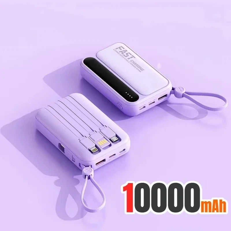 120W Portable Power Bank — 4-in-1 Built-In Cables & LED Digital Display, 10,000/30,000/50,000 mAh, PD 20W