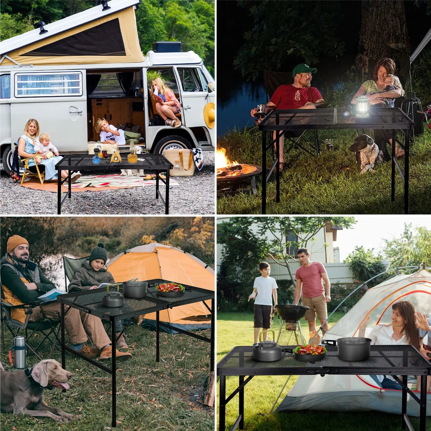 Portable Folding Aluminum Mesh Grill Table for Outdoor Camping, BBQ, RV & Picnic — 23.6 in (60 cm) & 35.4 in (90 cm)