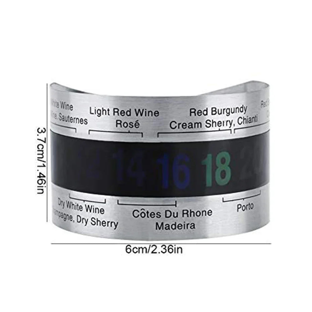 Stainless Steel Snap-On Wine Thermometer Collar – LCD Bottle Temperature Clip for Wine, Champagne & Beer