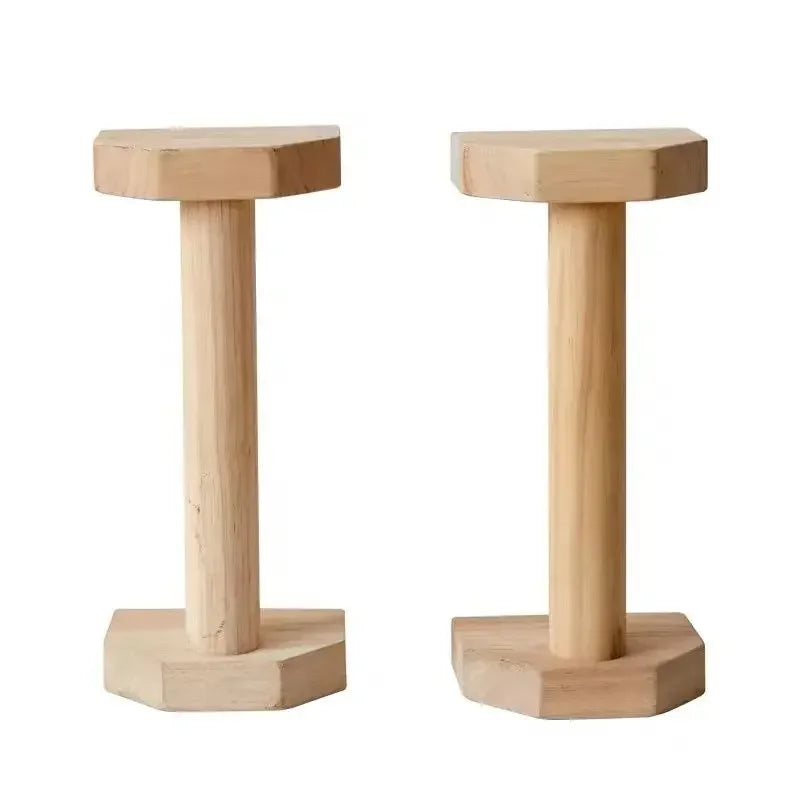 Wooden Beech Parallette Push-Up Bars 2-Pack - Anti-Slip Push-Up Stands for Strength Training & Core Workouts