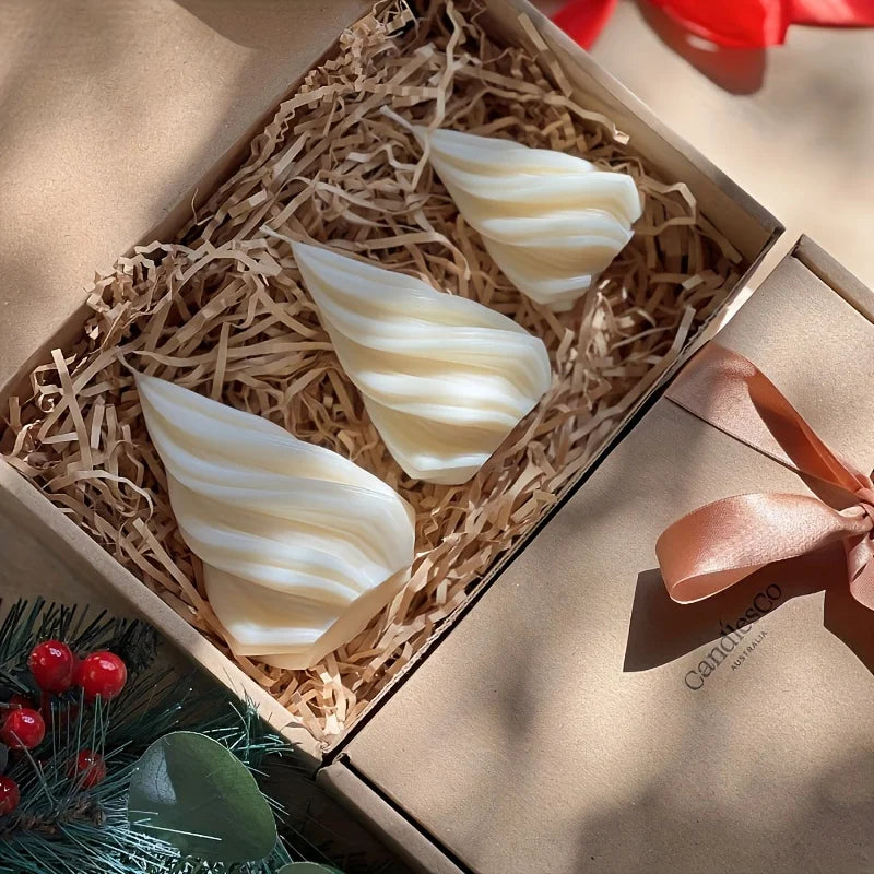 3D Geometric Christmas Tree Silicone Molds for Spiral Taper Candles, Resin, Soap & Clay — 4.7 x 3.3 x 3.3 in (11.9 x 8.4 x 8.4 cm)