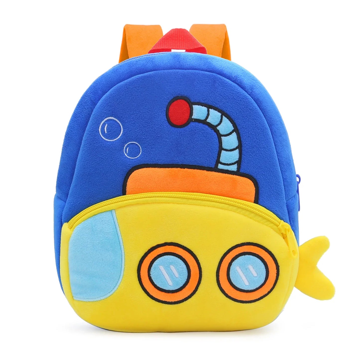 Excavator Plush Toddler Backpack for Ages 1-3, Cartoon Engineering Kids School Bag