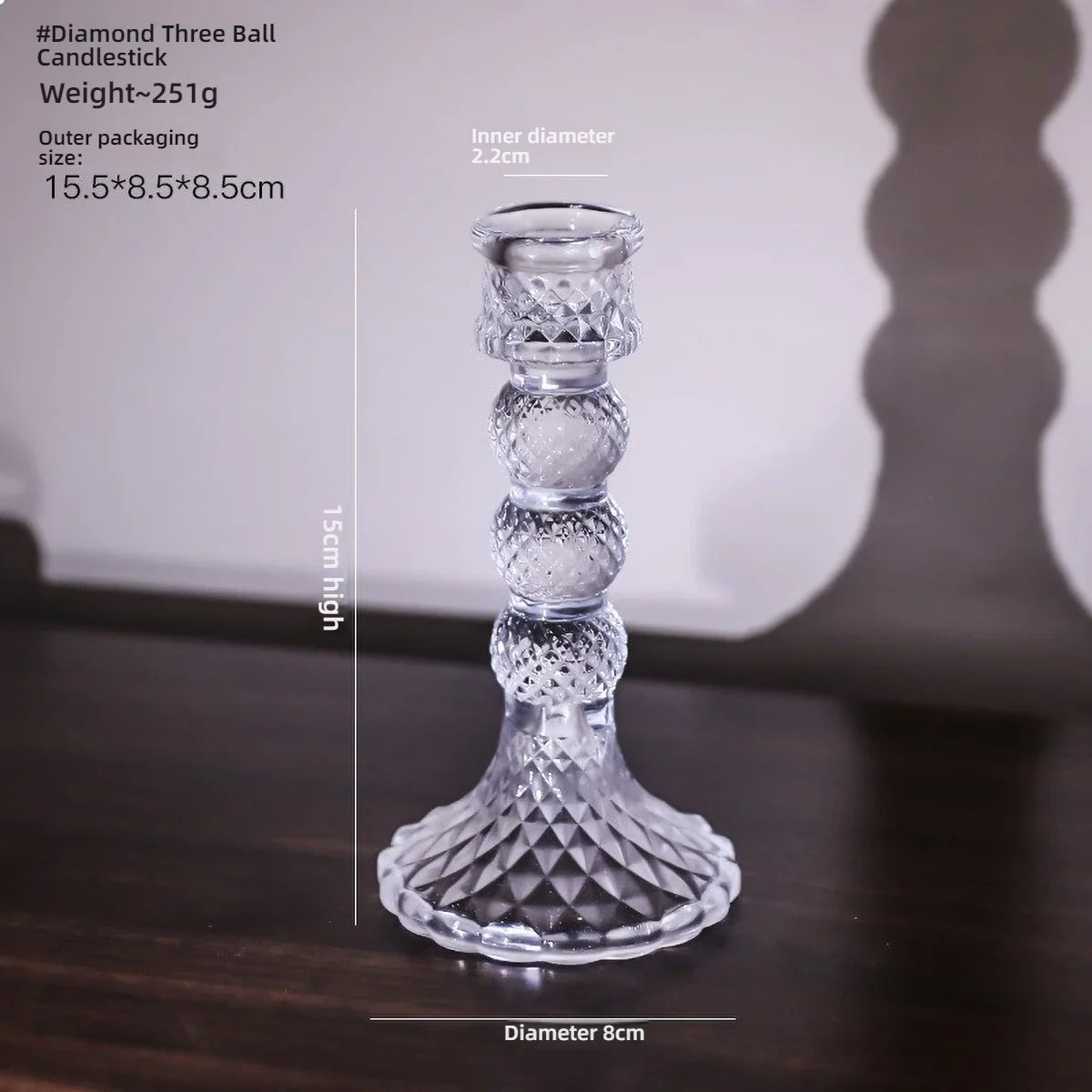 Clear Glass Pillar Candle Holder Table Candlestick for Dining Room Decor