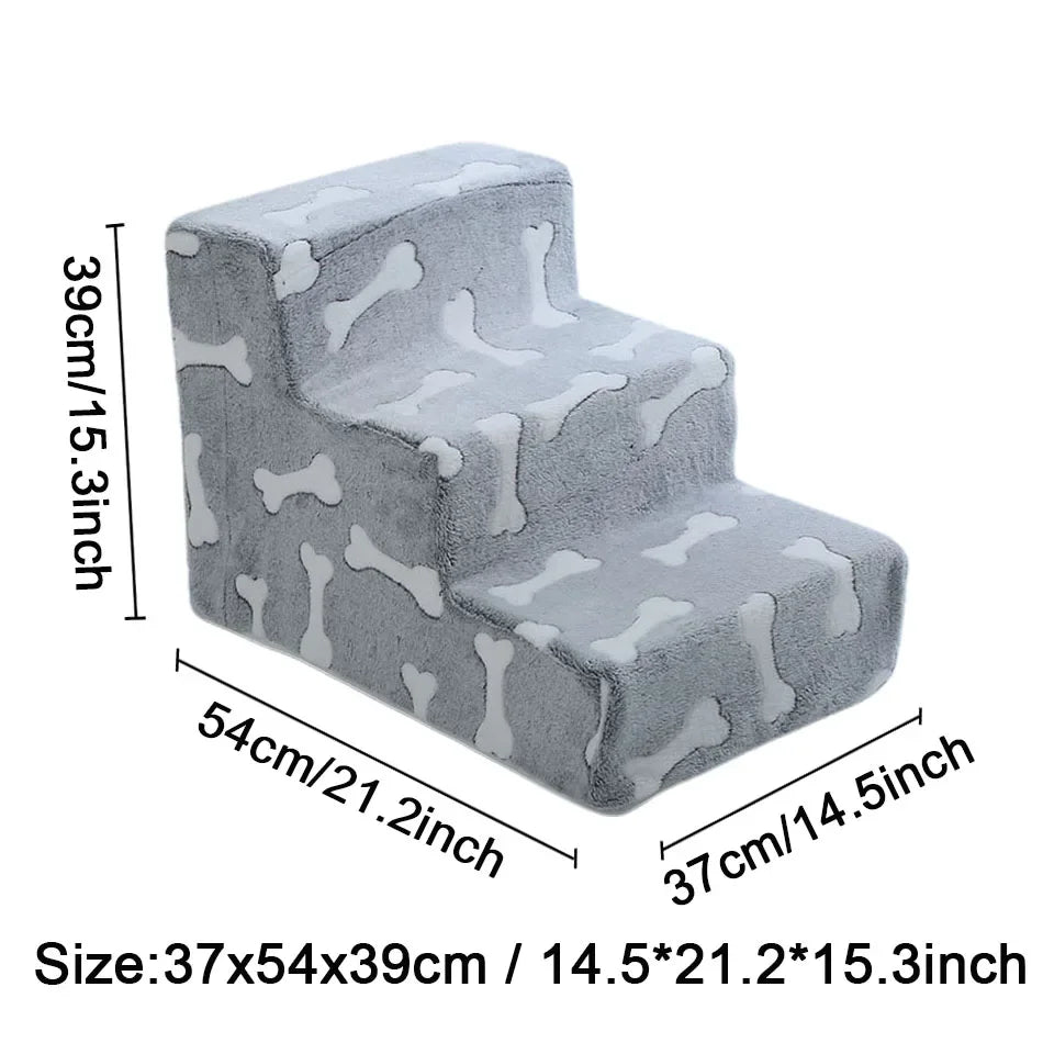 Bone-Shaped Pet Stairs Ramp for Dogs & Cats — 3 or 4-Step Sofa & Bed Ramp for Elderly and Joint-Sensitive Pets