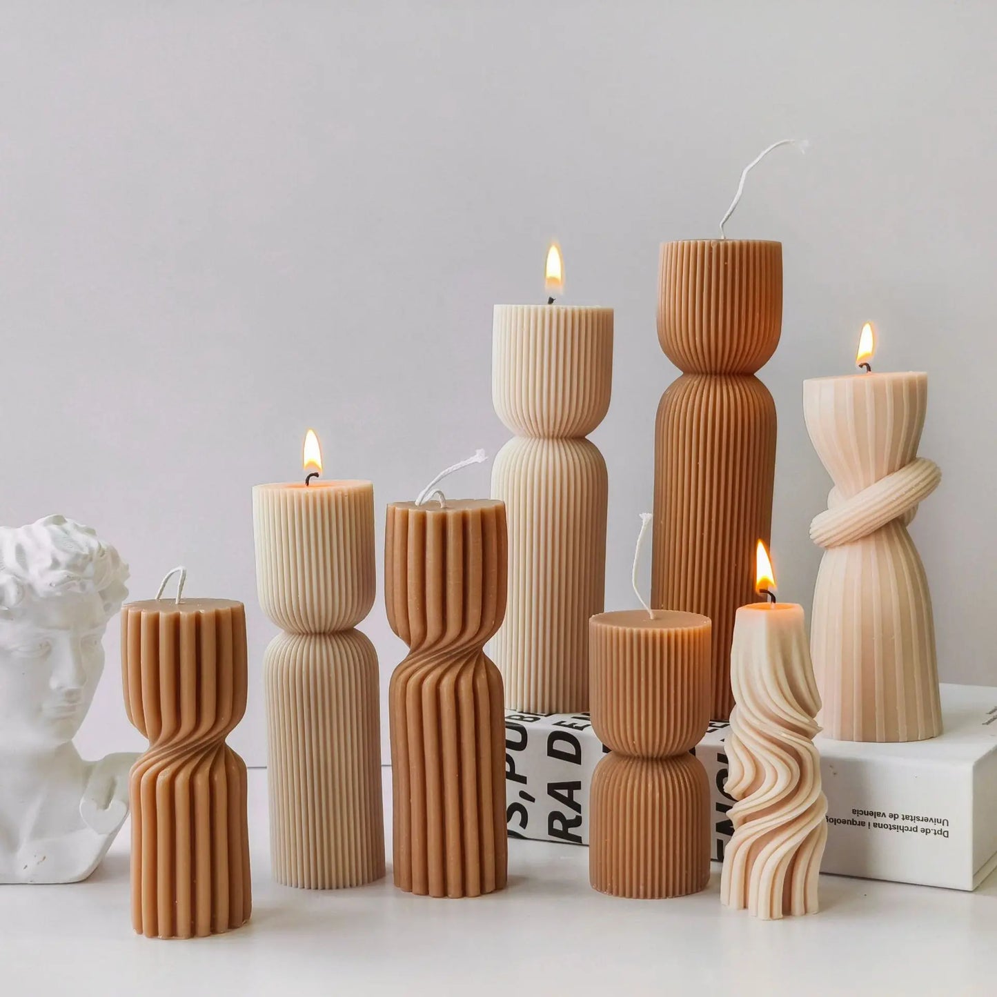 Striped Cylinder Silicone Candle Mold for DIY Pillar, Soy Wax, Plaster & Resin Crafts