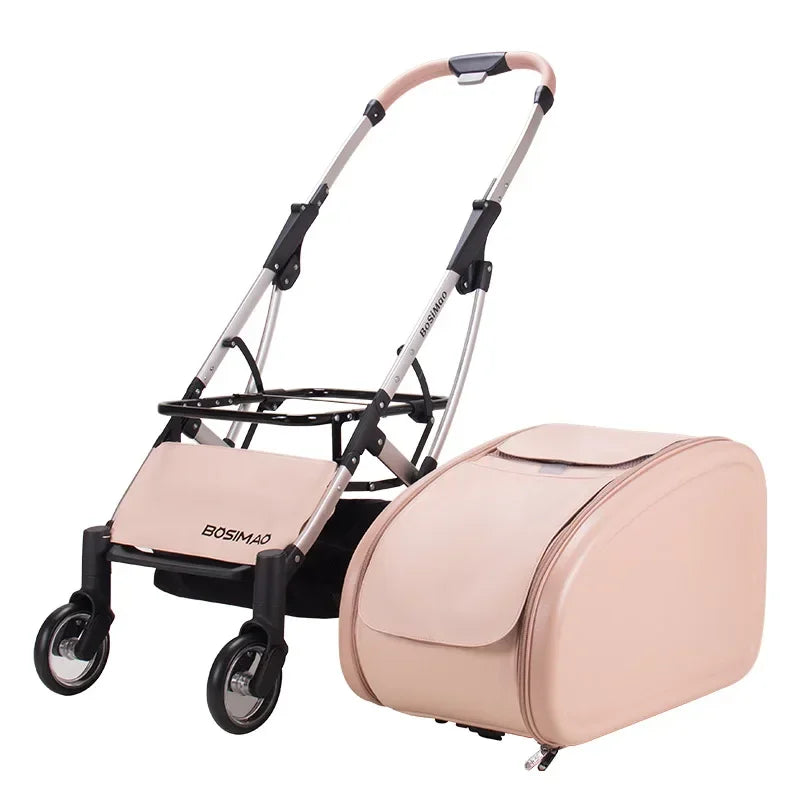 Transparent Foldable Pet Stroller for Small & Medium Dogs — Lightweight Detachable Dog Cart with Canopy