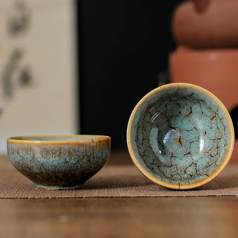 45ml (1.5 fl oz) Mini Jianzhan Kiln-Glazed Ceramic Tea Cup Kung Fu Teacup & Espresso Cup