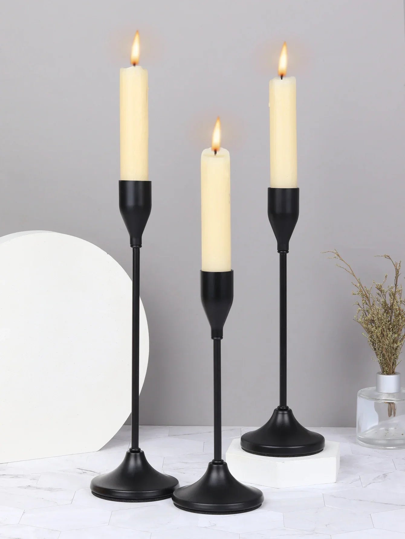 3-Piece European Style Metal Candle Holders Set for Wedding Table, Home & Christmas