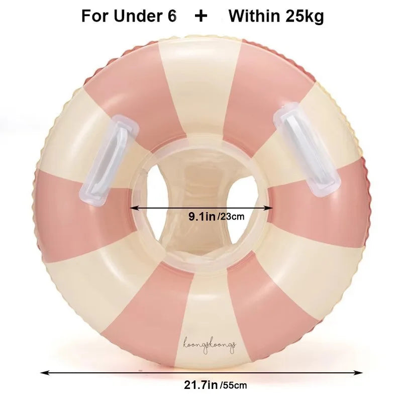 Kids Inflatable Swim Ring Float Pants – Retro Striped Pool Tube Seat for Ages 3-6