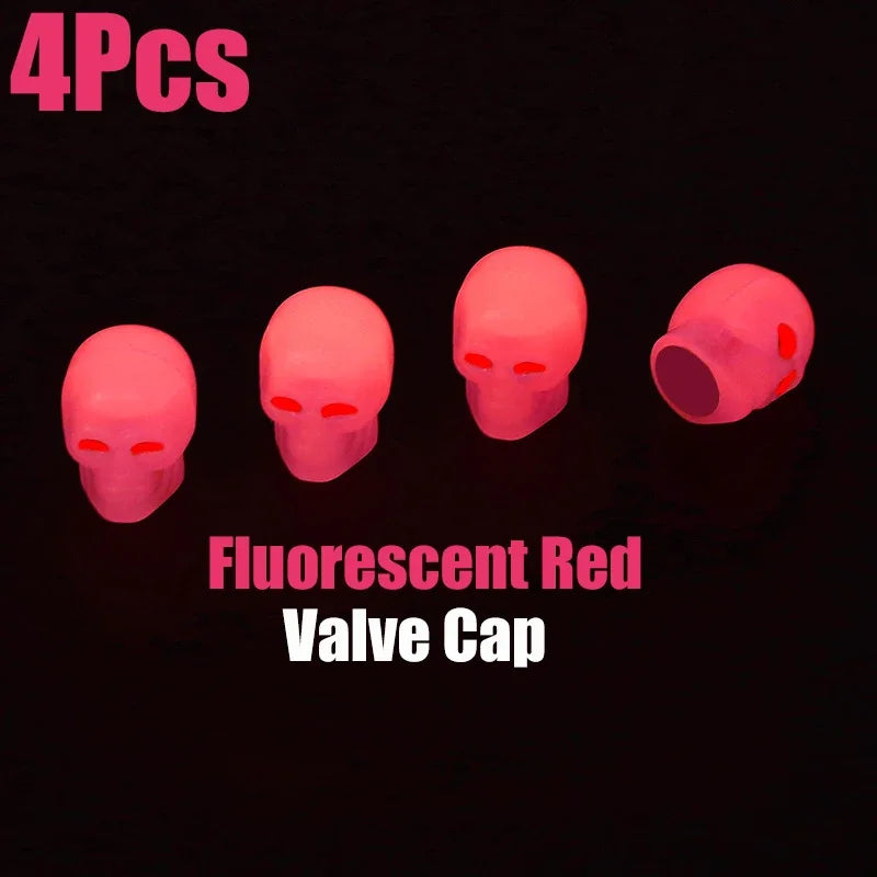 Skull Valve Stem Caps 4-Pack ABS Chrome Tire Valve Covers for Cars Motorcycles Bikes