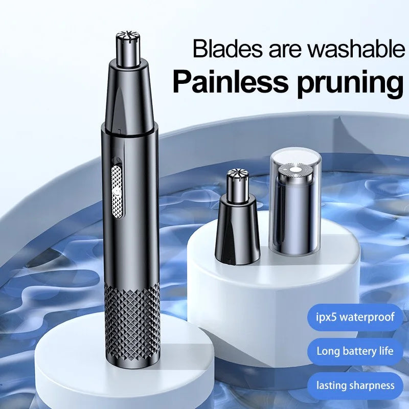 Electric Rechargeable Nose & Ear Hair Trimmer for Men Safe Cordless Facial and Beard Grooming