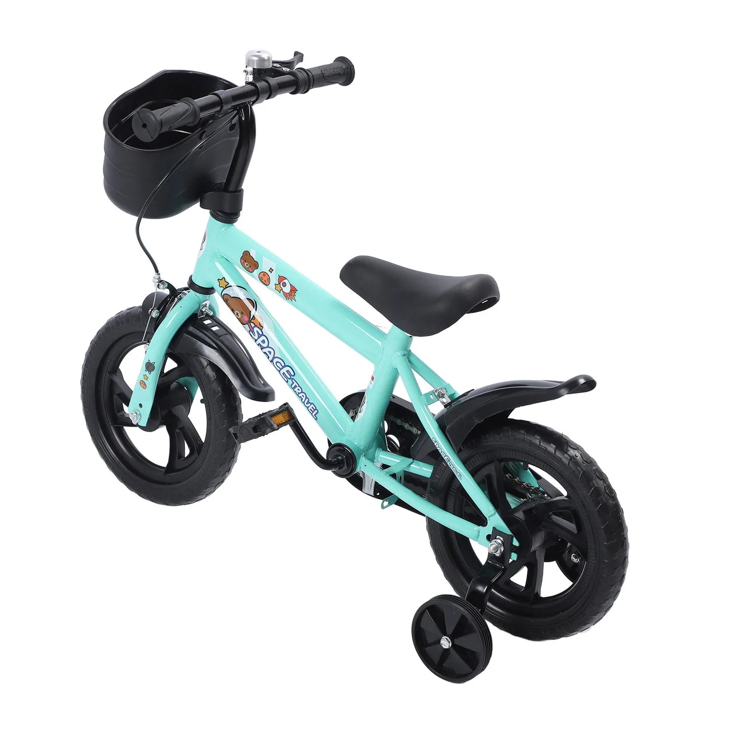 12-Inch Kids Bike with Training Wheels — High-Carbon Steel Frame, Stable Ride for Ages 2–6 (Green)