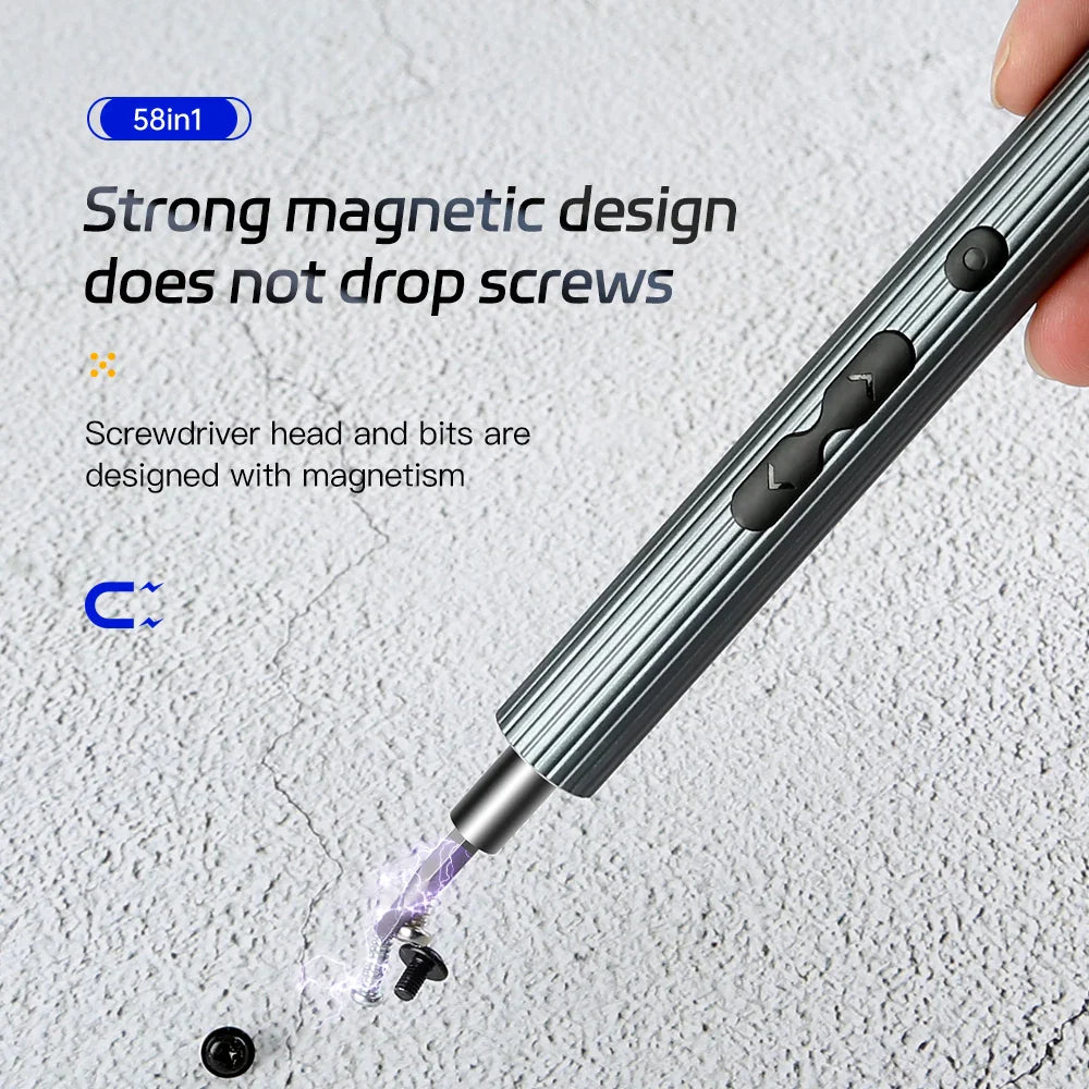 58-in-1 Rechargeable Cordless Precision Screwdriver Kit for Phone & Watch Repair