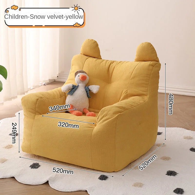 Cute Cartoon Kids Mini Sofa - Linen Toddler Armchair for Reading & Playroom
