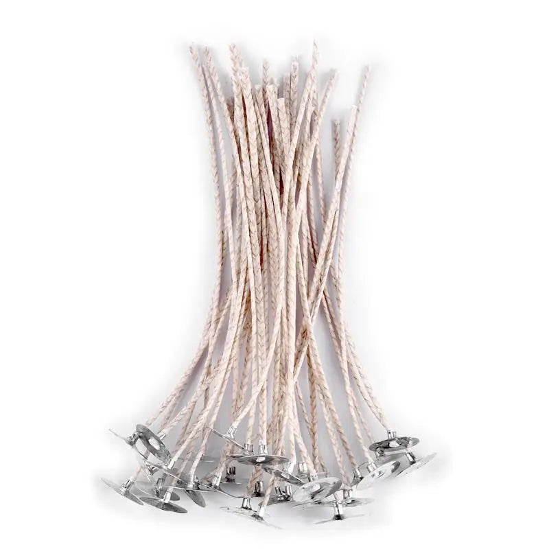 Smokeless Cotton Candle Wicks 30-Pack — 6–20 cm (2.4–7.9 in) Large-Base Woven Wicks for Soy Wax & Kerosene Lamps