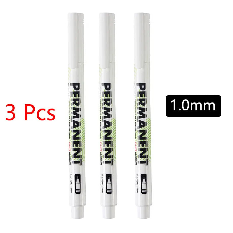 White Opaque Oily Waterproof Gel Marker Pen - Multi Nib Sizes 0.8/1.0/2.0/2.8mm for DIY, Graffiti, Sketching