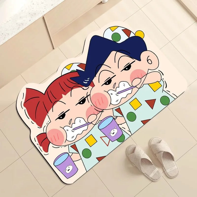 Quick-Drying Absorbent Bath Mat – Soft Cartoon Anime Bathroom Rug, Water-Absorbent Home Gift