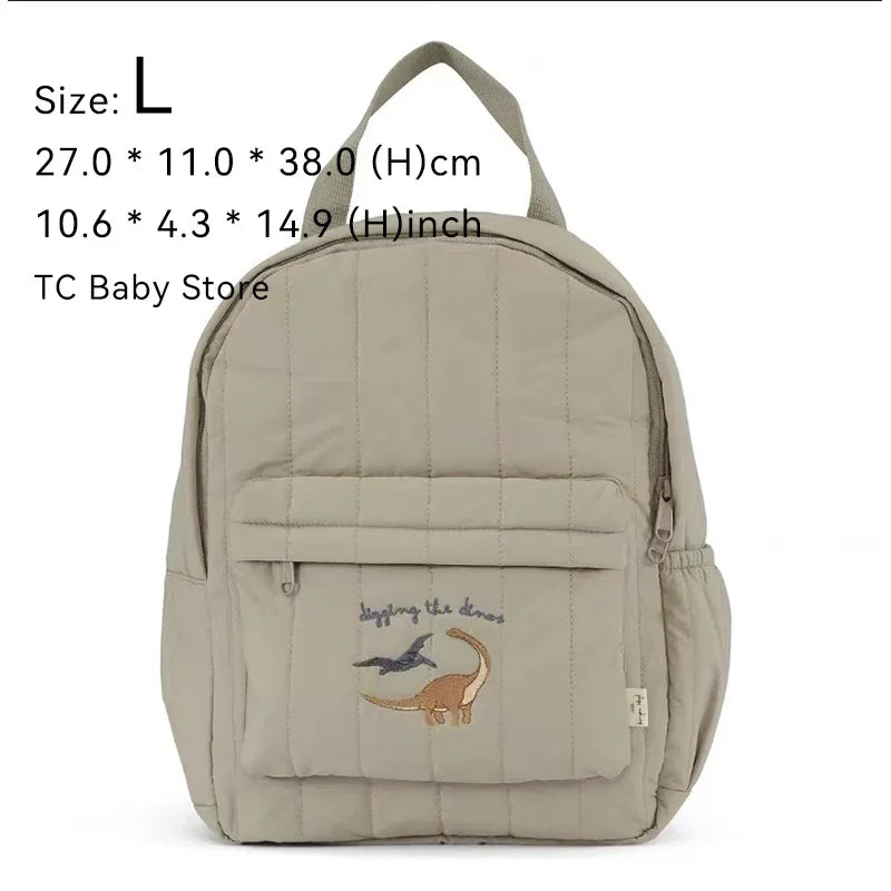 Kids Cotton Backpack (S/L) – Kindergarten & Travel Schoolbag for Toddlers, Children and Moms, Waterproof Geometric Cherry Lemon