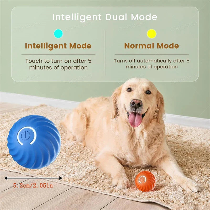 Interactive Rechargeable Pet Ball Toy USB — Automatic Moving Bouncing Ball for Puppies & Kittens, 5.2 cm (2.05 in)
