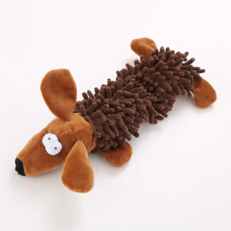 Small Breed Dog Plush Toy 10.2 in (26 cm) Animal Shape Squeaky Chew and Dental Cleaning Toy for Chihuahua Yorkie Bichon Puppies
