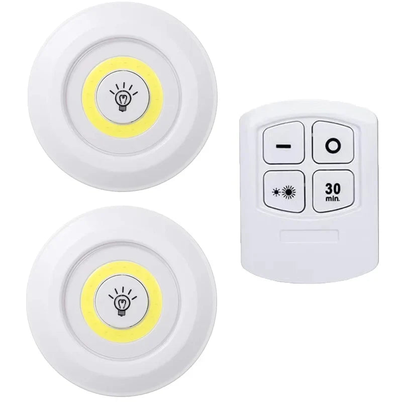 Dimmable Battery-Operated LED Under-Cabinet Light with Remote — Closet, Wardrobe & Bathroom Night Lamp