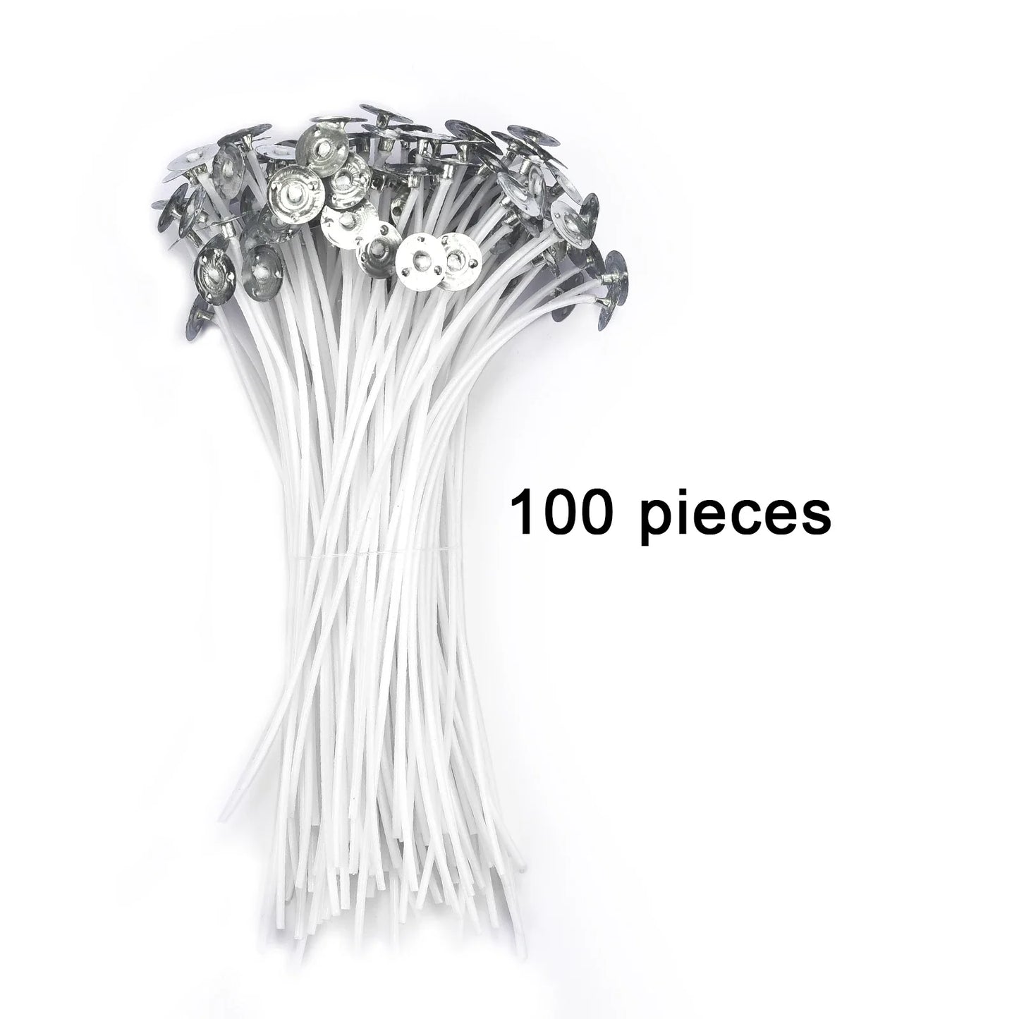 Pre-Waxed Pure Cotton Candle Wicks — 50/100 Pack, Smokeless DIY Candle Wicks, Multiple Lengths 2.6–20 cm (1.0–7.9 in)