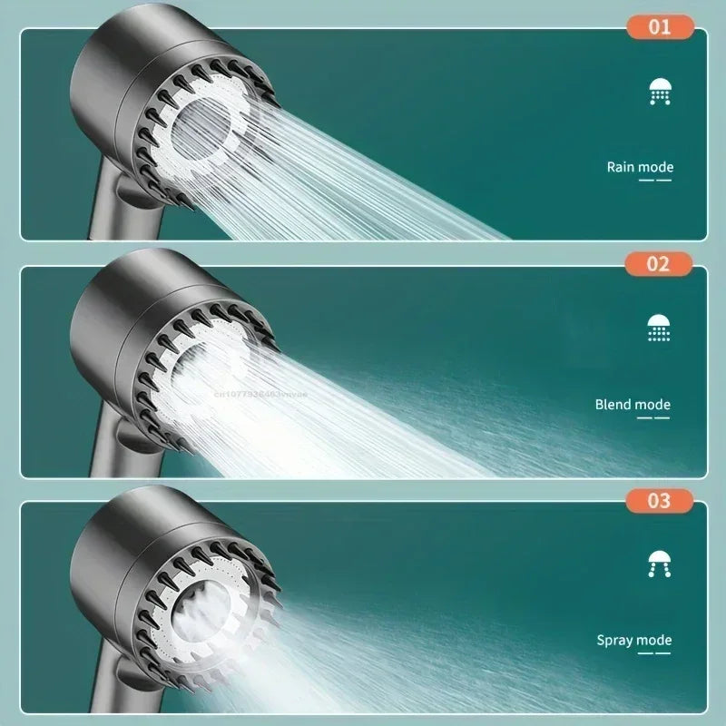 High Pressure Handheld Shower Head with Filter, One-Key Stop and Massage - Bathroom Shower Accessory