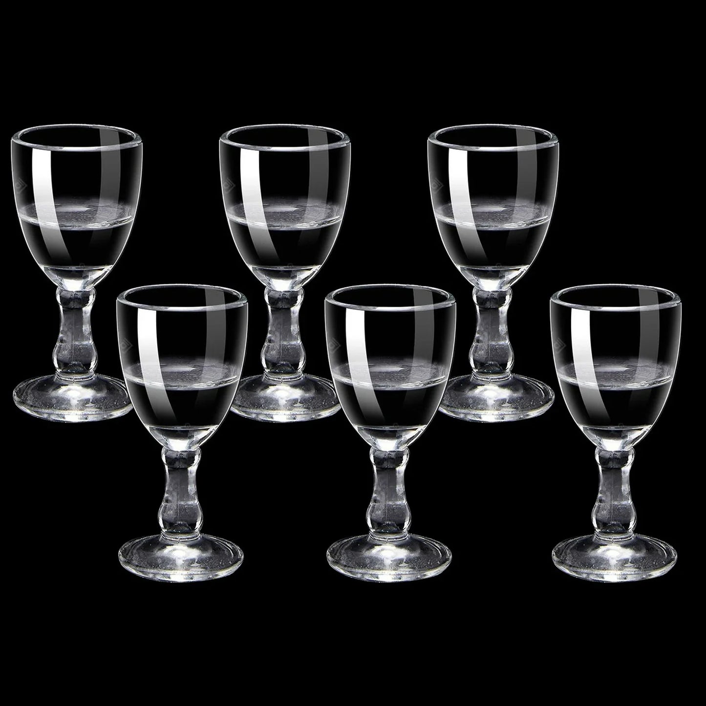 6-Pack Mini Stem Shot Glasses Set — 10/15/25 ml (0.34/0.51/0.85 fl oz) Clear Glass Mini Wine Cups for Sake & Spirits