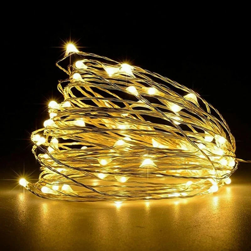 Battery-Powered Fairy LED Copper Wire String Lights - 1/2/3/5/10 m (3.3/6.6/9.8/16.4/32.8 ft) - Indoor Outdoor Wedding Bedroom Decor