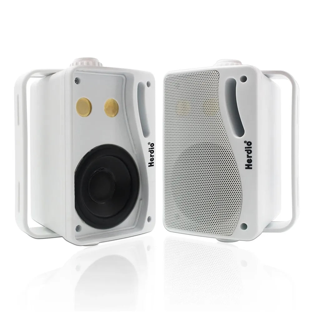 3.5-Inch Wired 200W Passive Outdoor Speakers — 3-Way Waterproof Wall-Mount Pair, ABS Weatherproof