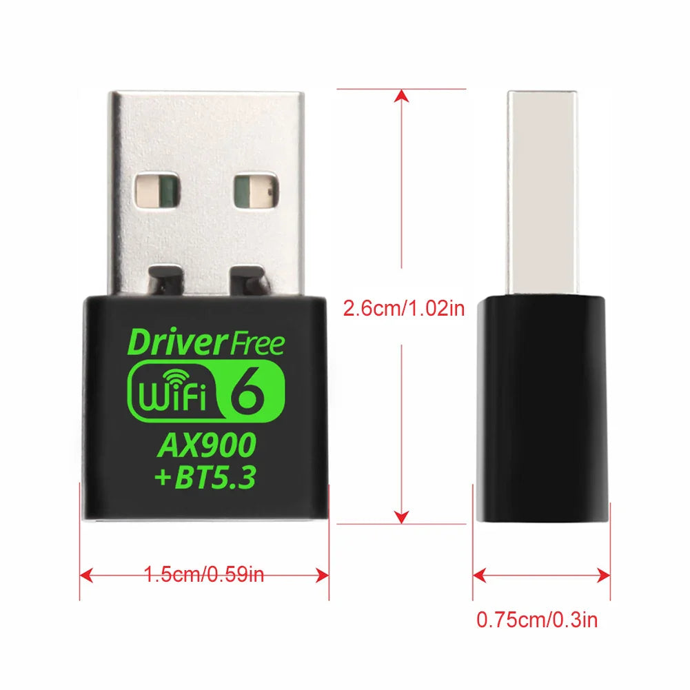 USB WiFi 6 & Bluetooth 5.3 Adapter, Dual-Band 2.4/5.8GHz Mini USB Dongle, Driver-Free
