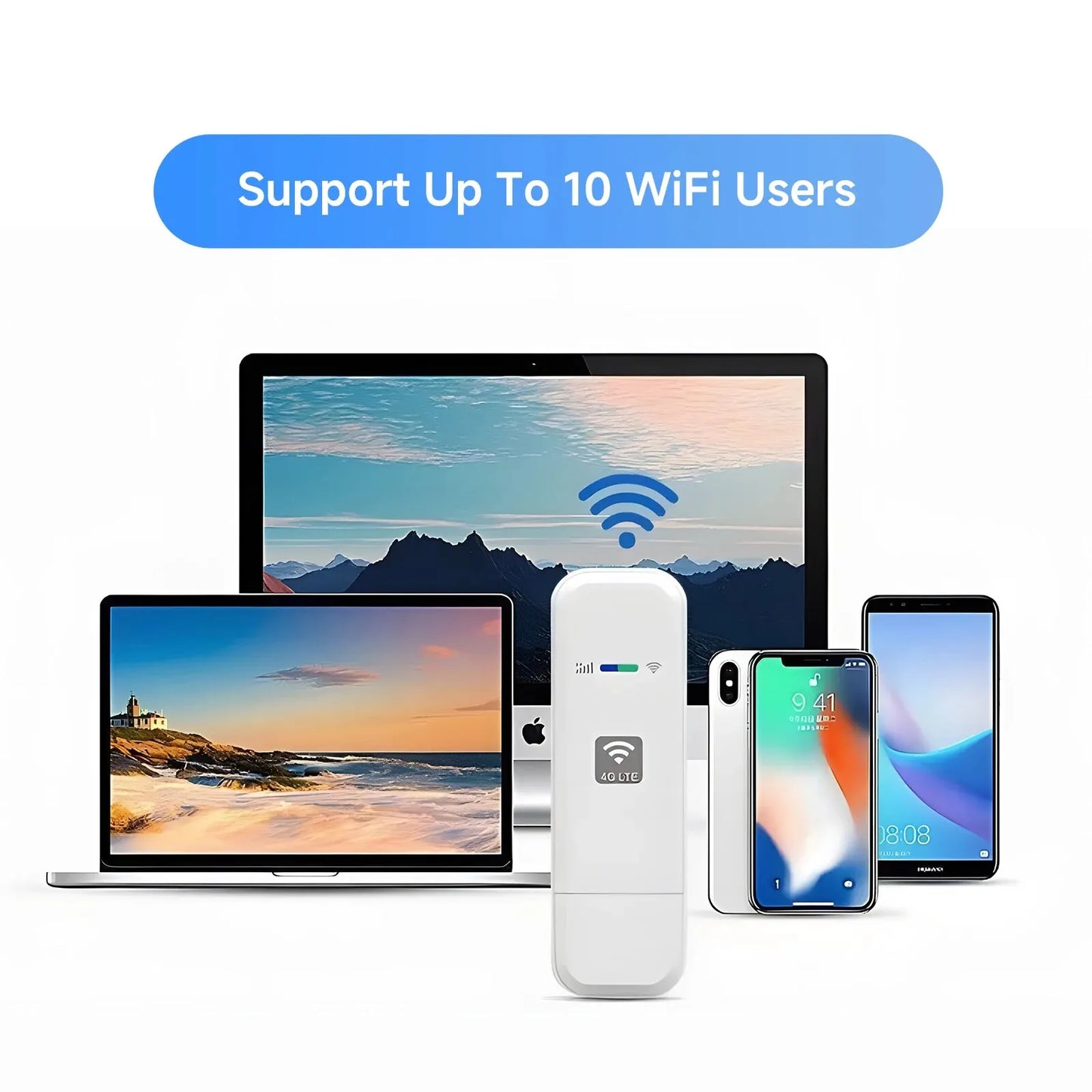 Portable 4G LTE USB Dongle Mobile WiFi Hotspot – SIM Card Plug & Play, 150Mbps 2.4GHz, Works in Europe, Korea & Russia