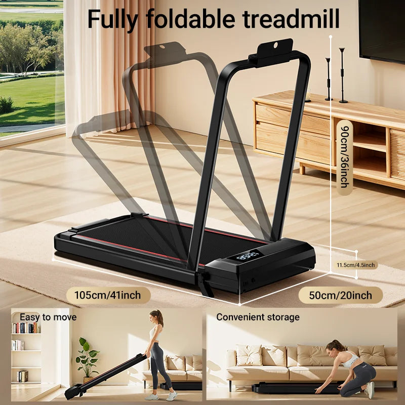 Foldable Under-Desk Walking Pad Treadmill with Adjustable Incline and LED Display, Diamond Belt, Quiet Motor, Lightweight for Home & Office