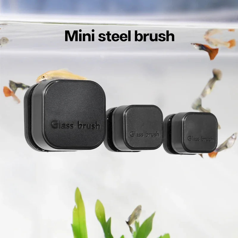 Mini Square Magnetic Aquarium Glass Cleaner Scratch-Resistant Brush for Small Fish Tanks