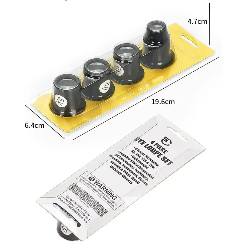 4-Pack Watch Repair Magnifying Goggles 5-20X Adjustable Lens Precision Loupe Set