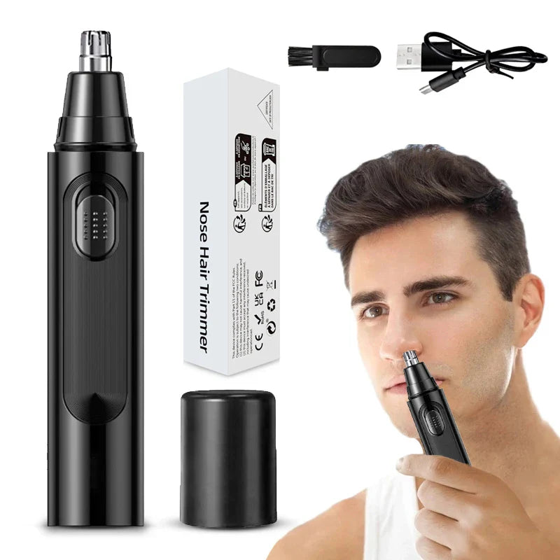 Painless Rechargeable Electric Nose Hair Trimmer for Men & Women – Stainless Steel Dual-Edge, Quiet