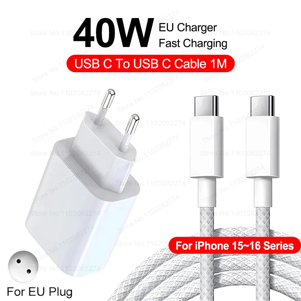 40W USB-C PD Fast Charger for iPhone - Single USB-C Port Rapid Charging