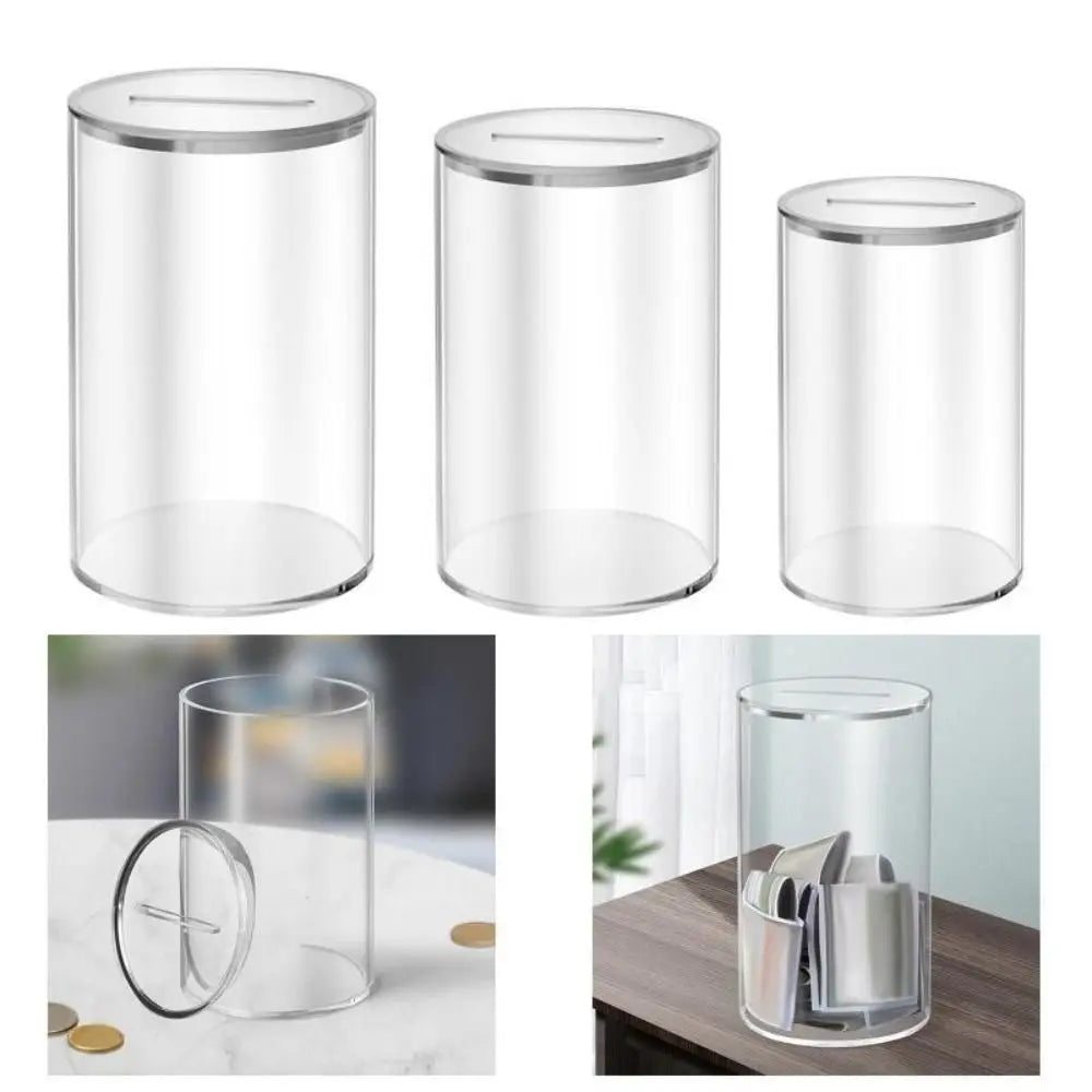 Acrylic Clear Coin Bank – Money Saving Box & Change Jar for Kids & Adults, 3 Sizes (2.76–5.91 in / 7–15 cm)