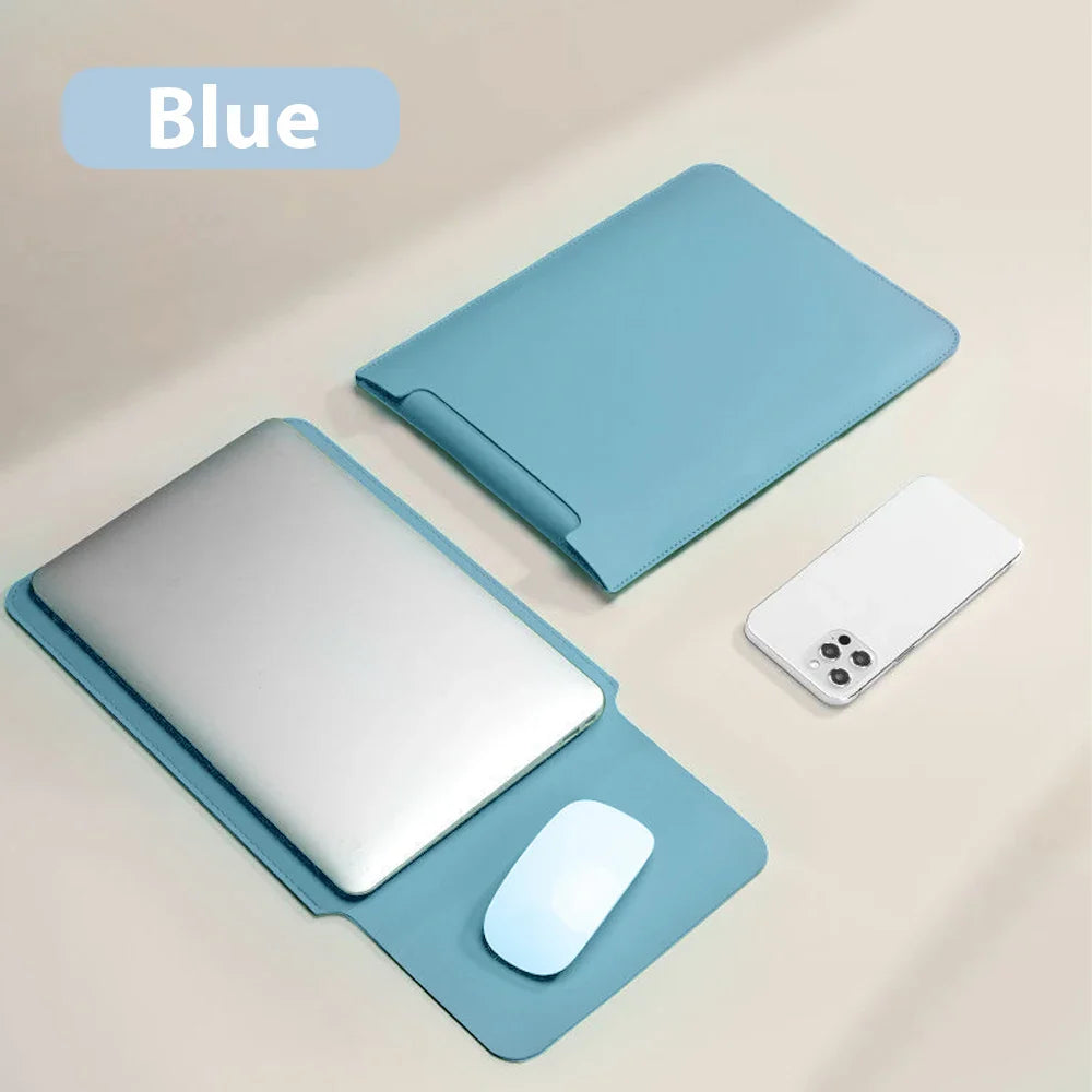 Laptop Sleeve Case 11/13/14/15/16 in (28–41 cm) – Waterproof PU Sleeve & Portable Mouse Pad, Fits 12.9 in Tablet